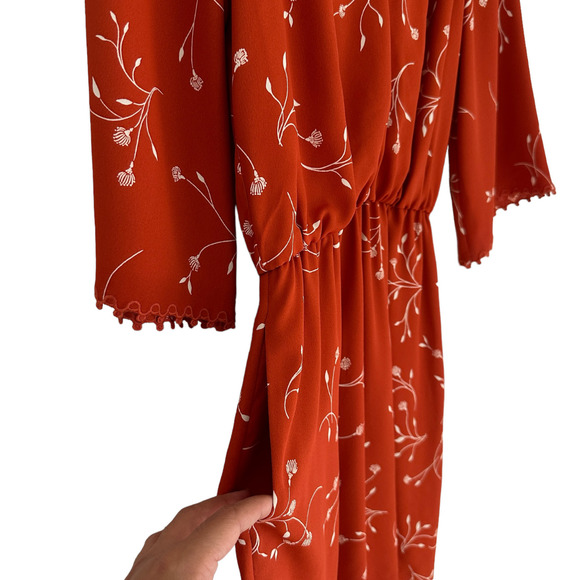 Joie Dakoda Minimalist Floral Print Dress Autumn Orange XXS - Picture 14 of 16
